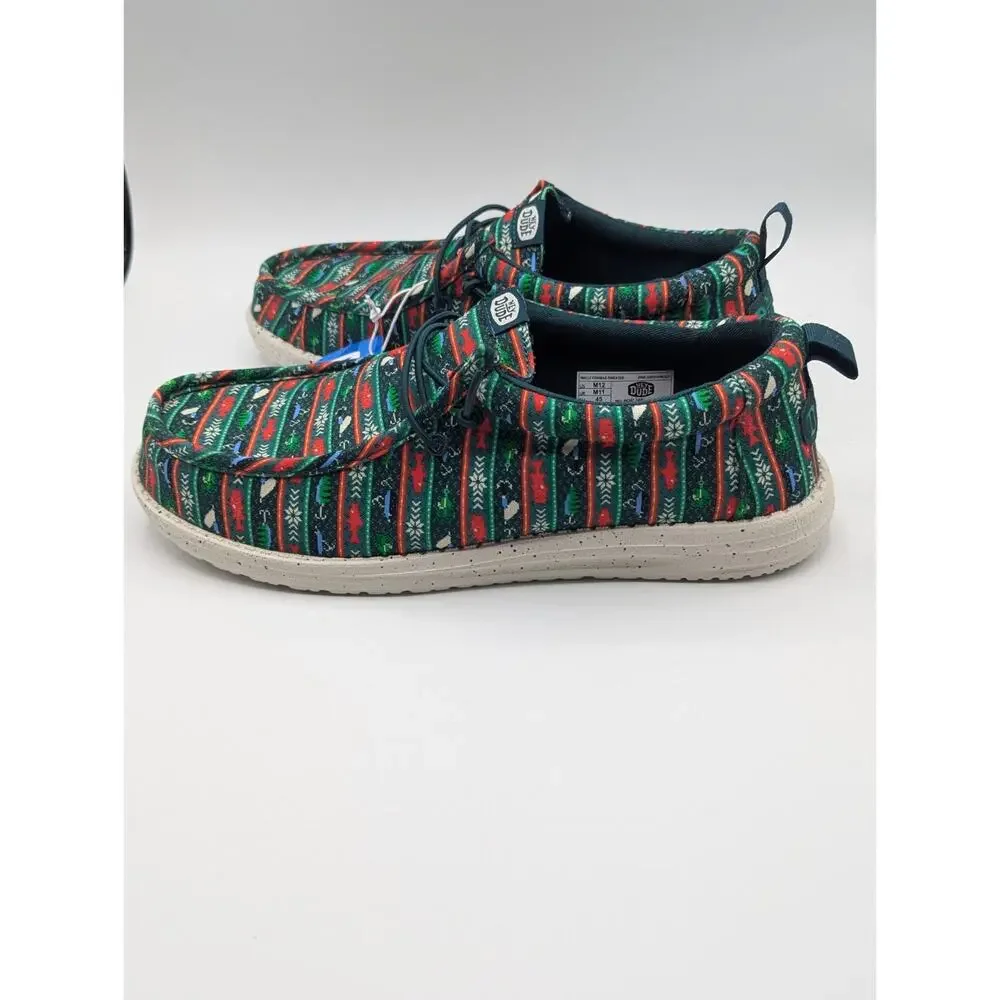Hey Dude Wally Fishmas Sweater Mens Size 11 Pine Green Slip-On Shoes New